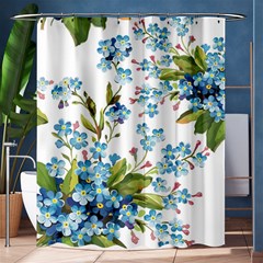 BLUE FLORAL PRINT Shower Curtain 60  x 72  (Medium) 