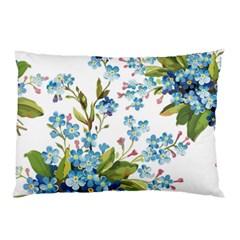 Blue Floral Print Pillow Case (two Sides) by designsbymallika