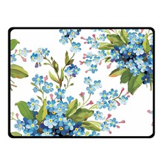 BLUE FLORAL PRINT Double Sided Fleece Blanket (Small) 