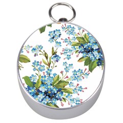 BLUE FLORAL PRINT Silver Compasses