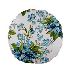 BLUE FLORAL PRINT Standard 15  Premium Flano Round Cushions