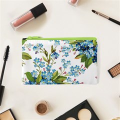 Blue Floral Print Cosmetic Bag (xs) by designsbymallika