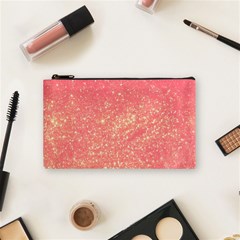 Pink Glitter Print Cosmetic Bag (small) by designsbymallika