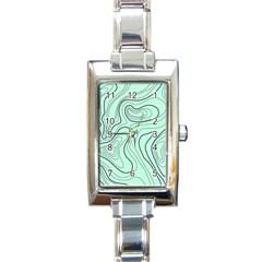 Green Lines Pattern Rectangle Italian Charm Watch by designsbymallika