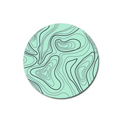 Green Lines Pattern Rubber Round Coaster (4 Pack)  by designsbymallika