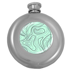 Green Lines Pattern Round Hip Flask (5 Oz) by designsbymallika