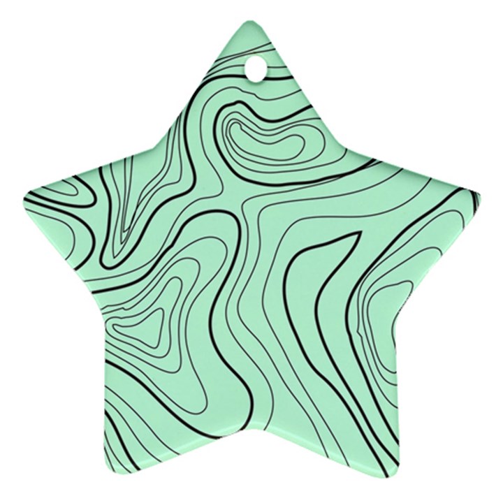 GREEN LINES PATTERN Star Ornament (Two Sides)