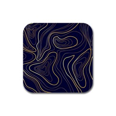 Golden Lines Pattern Rubber Square Coaster (4 Pack)  by designsbymallika