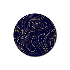 Golden Lines Pattern Rubber Round Coaster (4 Pack)  by designsbymallika