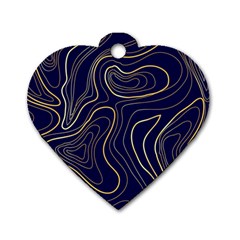 Golden Lines Pattern Dog Tag Heart (two Sides) by designsbymallika