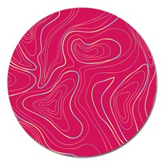 Pink Golden Lines Magnet 5  (round)