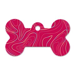 Pink Golden Lines Dog Tag Bone (two Sides) by designsbymallika