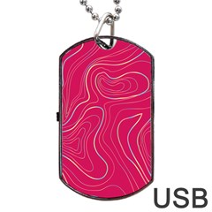 Pink Golden Lines Dog Tag Usb Flash (one Side) by designsbymallika