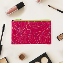 Pink Golden Lines Cosmetic Bag (xs) by designsbymallika