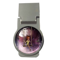 Little Fairy On A Swing With Dragonfly In The Night Money Clips (round)  by FantasyWorld7