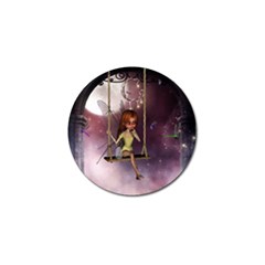 Little Fairy On A Swing With Dragonfly In The Night Golf Ball Marker (10 Pack) by FantasyWorld7