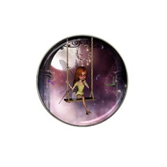 Little Fairy On A Swing With Dragonfly In The Night Hat Clip Ball Marker by FantasyWorld7