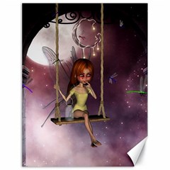 Little Fairy On A Swing With Dragonfly In The Night Canvas 18  X 24  by FantasyWorld7