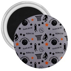 Slam Dunk Basketball Gray 3  Magnets