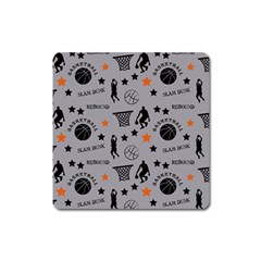 Slam Dunk Basketball Gray Square Magnet