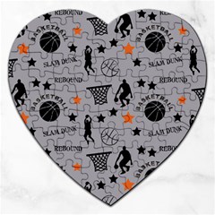 Slam Dunk Basketball Gray Jigsaw Puzzle (heart) by mccallacoulturesports