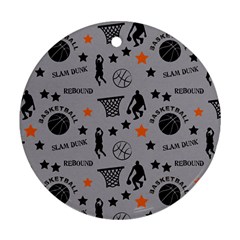 Slam Dunk Basketball Gray Round Ornament (Two Sides)