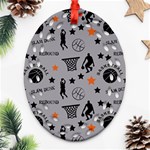 Slam Dunk Basketball Gray Ornament (Oval Filigree) Front