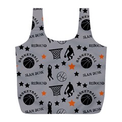 Slam Dunk Basketball Gray Full Print Recycle Bag (L)