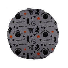 Slam Dunk Basketball Gray Standard 15  Premium Flano Round Cushions