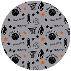 Slam Dunk Basketball Gray Wooden Puzzle Round