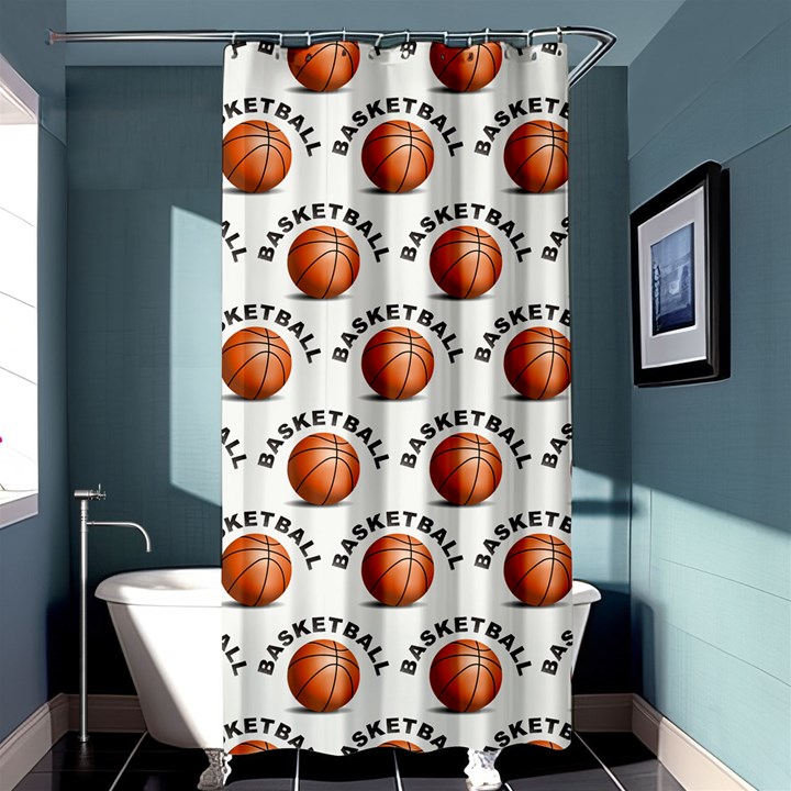 Orange Basketballs Shower Curtain 36  x 72  (Stall) 