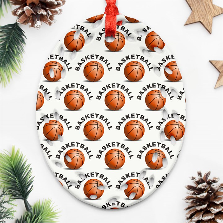 Orange Basketballs Ornament (Oval Filigree)