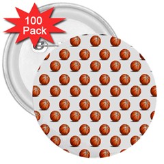 Orange Basketballs 3  Buttons (100 Pack) 