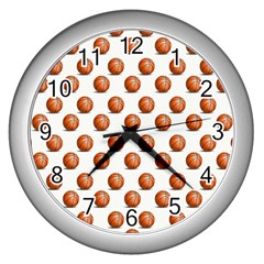 Orange Basketballs Wall Clock (silver) by mccallacoulturesports