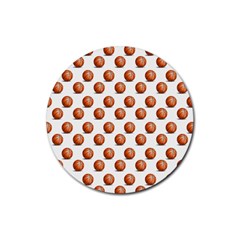 Orange Basketballs Rubber Round Coaster (4 Pack)  by mccallacoulturesports