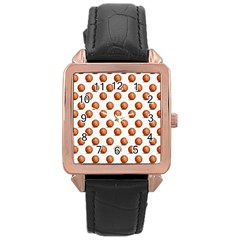 Orange Basketballs Rose Gold Leather Watch  by mccallacoulturesports