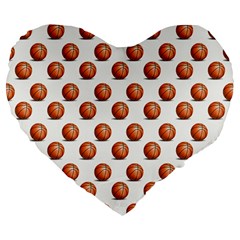 Orange Basketballs Large 19  Premium Flano Heart Shape Cushions