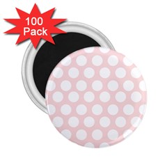 Pink And White Polka Dots 2 25  Magnets (100 Pack)  by mccallacoulture