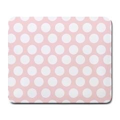 Pink And White Polka Dots Large Mousepads