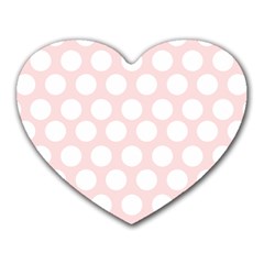 Pink And White Polka Dots Heart Mousepads by mccallacoulture