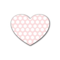 Pink And White Polka Dots Heart Coaster (4 Pack) 