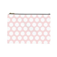 Pink And White Polka Dots Cosmetic Bag (large) by mccallacoulture