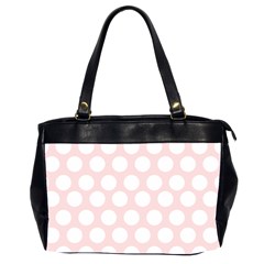 Pink And White Polka Dots Oversize Office Handbag (2 Sides) by mccallacoulture