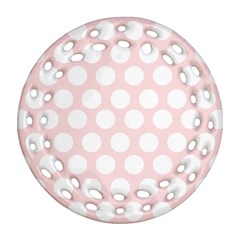 Pink And White Polka Dots Ornament (round Filigree) by mccallacoulture