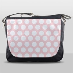 Pink And White Polka Dots Messenger Bag by mccallacoulture