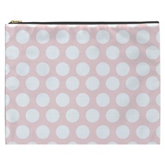 Pink And White Polka Dots Cosmetic Bag (xxxl) by mccallacoulture