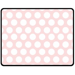 Pink And White Polka Dots Double Sided Fleece Blanket (medium)  by mccallacoulture