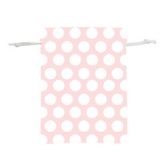 Pink And White Polka Dots Lightweight Drawstring Pouch (s)