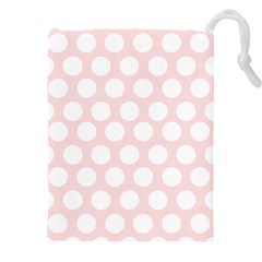 Pink And White Polka Dots Drawstring Pouch (5xl)