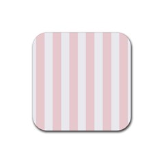 Pastel Pink Stripes Rubber Coaster (square)  by mccallacoulture